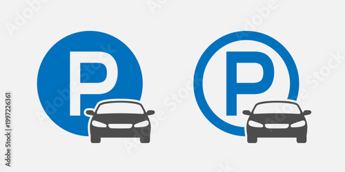 Car parking graphic icons set. Parking signs isolated on white background. Information symbols. Vector illustration