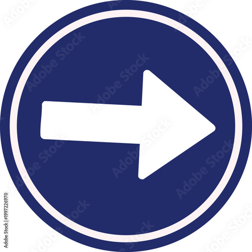 Free Download White arrow pointing right inside a blue circle a simple directional sign for navigation and guidance isolated on a white background - GFXLoad