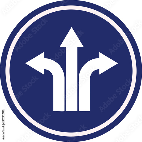 Free Download Road sign indicating multiple directions a circular blue and white graphic symbol for choice navigation and decision making isolated on white - GFXLoad
