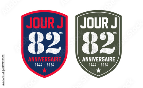 Patchs pour le 82eme Anniversaire du débarquement de Normandie (Jour J) 1944 - 2026 en vectoriel