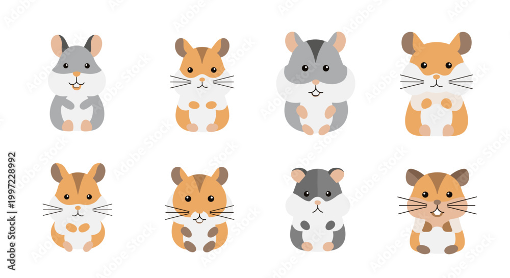 Fototapeta premium Cute cartoon hamster faces collection.