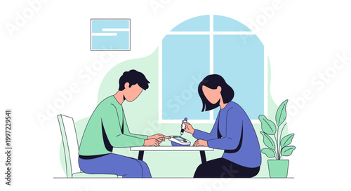 Couple doing manicure at home, self-care, beauty routine, relaxing together indoors