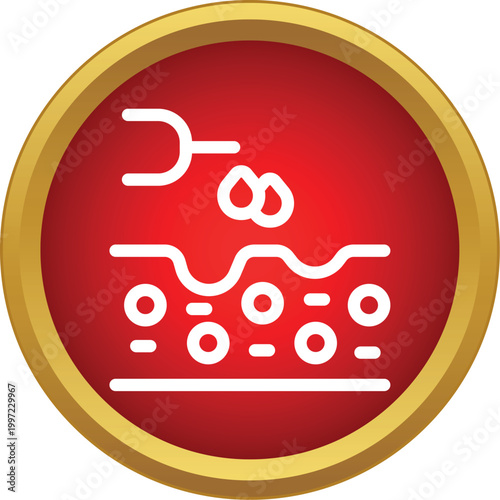 Skin cells absorbing liquid drops from a cosmetic applicator
