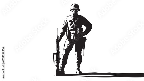 Tactical Soldier Holding Rifle In Protective Gear For Military Concepts