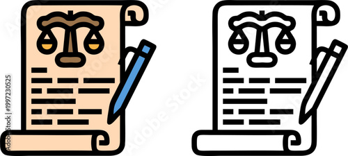 Legal document contract law agreement icon illustration