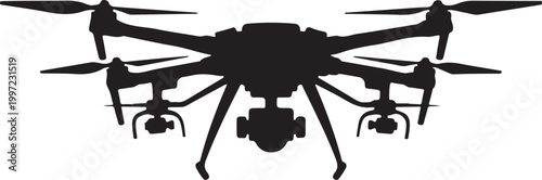 Drone, aerial vehicle, black silhouette, quadcopter icon, aircraft symbol