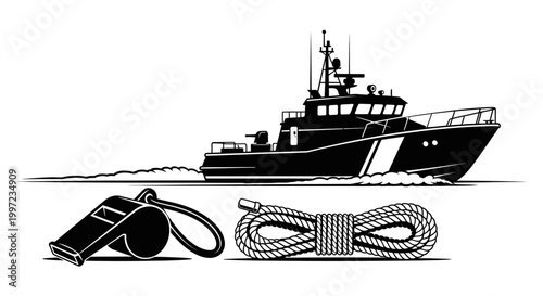 Nautical rope and boat hardware.