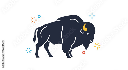 Bison standing in profile view.