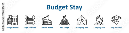 Budget Stay web icon banner with line art style
