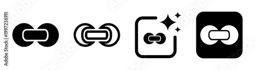 Chain link icon representing connection unity and hyperlink network concept in black vector illustration