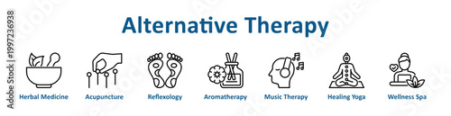 Alternative Therapy web icon banner with line art style