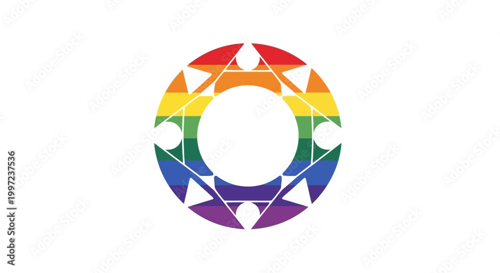 Obraz premium Rainbow colored geometric shape symbol.