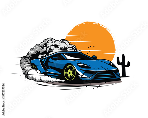 adventure car on the hot desert