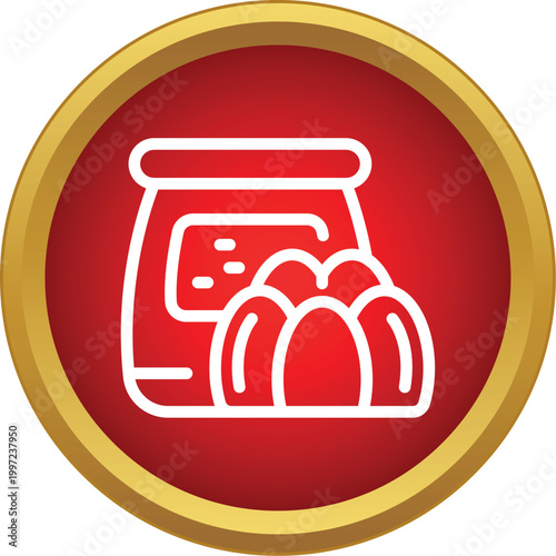 Gelatin dessert mix package and ready to eat puddings in a red circle