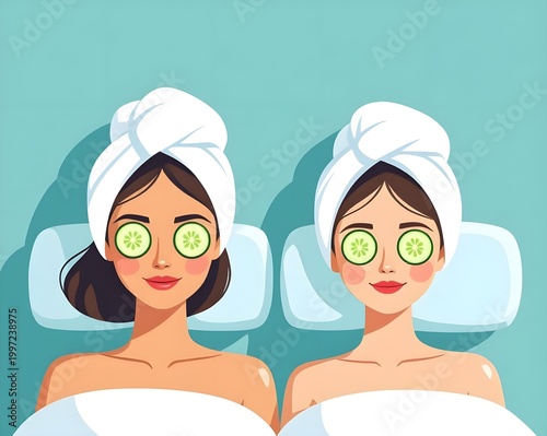 mother and daughter enjoying a spa day treatment