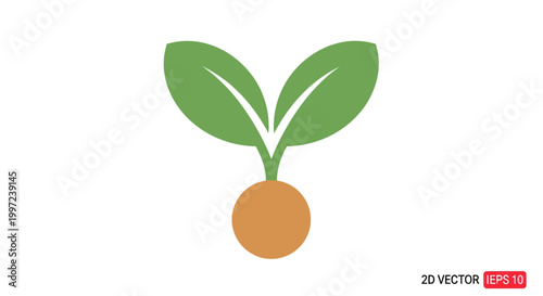 Green sprout growing from seed, symbol of growth, new beginning, and nature