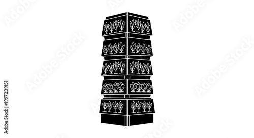 Black and white patterned storage boxes.