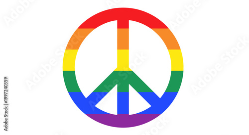 Rainbow colored peace sign symbol.
