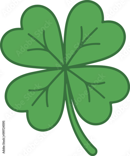 Four leaf clover lucky symbol simple cartoon illustration isolated