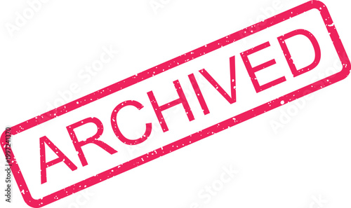 Red Grungy Archived Rubber Stamp Icon on White Background