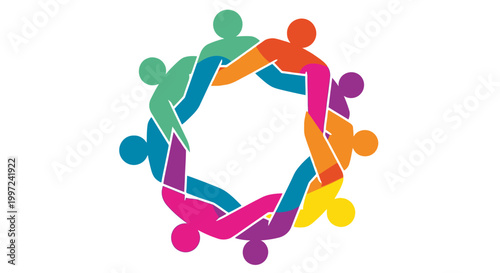 Diverse people holding hands together.