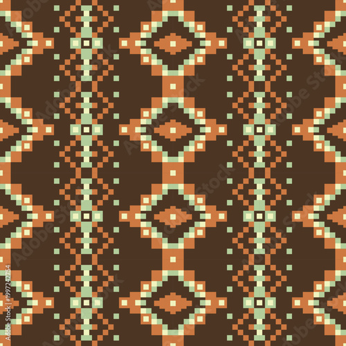 Foto Geometric mosaic with an intricate, vintage pattern, full of character