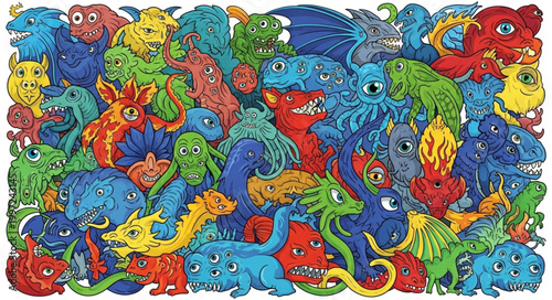 A Colorful Collection of Whimsical Cartoon Monsters.