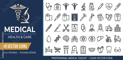 Professional Medical and Healthcare Vector Icons Set - Clean and Scalable Design for Your Projects