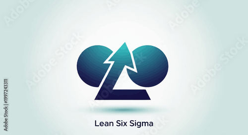 Abstract Lean Six Sigma Logo with Arrow and Circles.