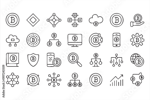 Crypto Finance And Blockchain Icons Digital Currency Set