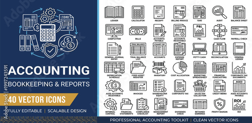 Accounting and Bookkeeping Icons Professional Toolkit for Financial Management and Reporting