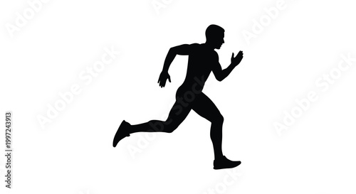 A dynamic image of a man running forward captured in stark silhouette