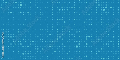 Abstract background with vibrant cyan and azure blue digital dots halftone texture.