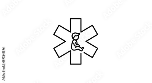 Medical Symbol Depicting Pediatric Emergency Care and Services.