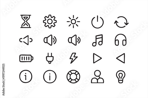 Streaming App UI Icons Media Player Control Collection