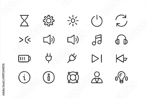 Audio And Video Player Icons Media Control UI Collection