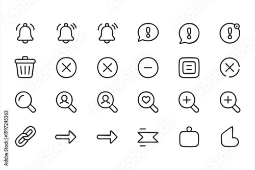 UI Interface Navigation Icons Notification Search Control Set