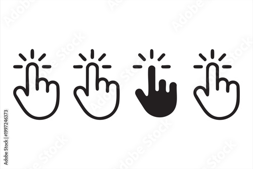Mobile UI Tap Gesture Icons Click Hand Pointer Set