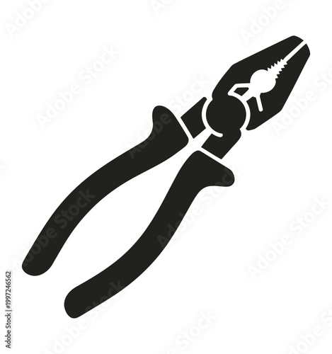 pliers icon isolated on white background, builder construction and repair hand tools with plastic handles, pliers vector illustration for industrial equipment and toolkit design.