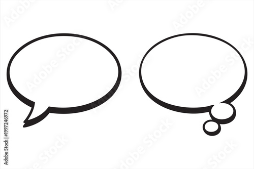 Messaging And Dialogue Icon Set Speech Thought Bubbles Outline