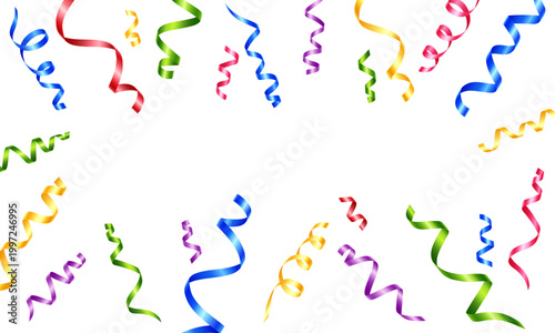 Vector colorful flying ribbons and confetti isolated on a transparent background. Festive decor elements.