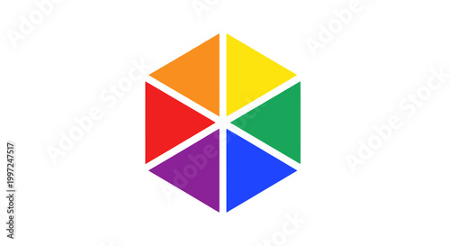 Colorful geometric shape with six sides.
