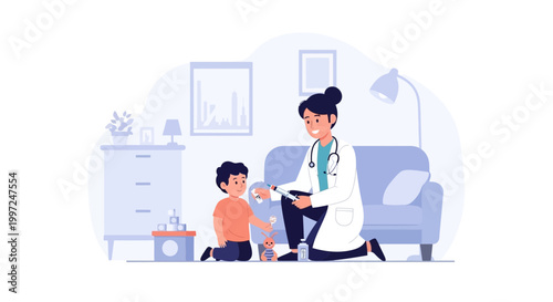Doctor examining child in clinic, pediatric care, healthy childhood, medical checkup