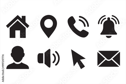 User interface icons for navigation communication and apps