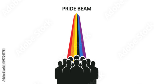 Pride beam shining on people crowd.