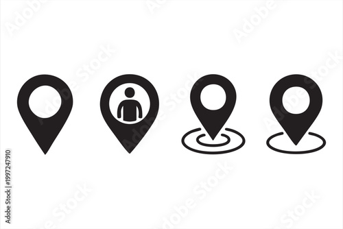 Navigation pin icons for route tracking and destination markers