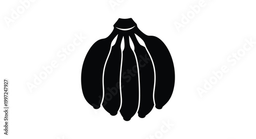 A striking black silhouette of a bunch of bananas simple and bold silhouette
