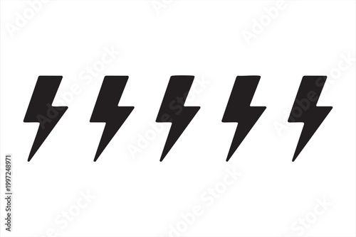 Lightning bolt icons for electricity power energy and high voltage