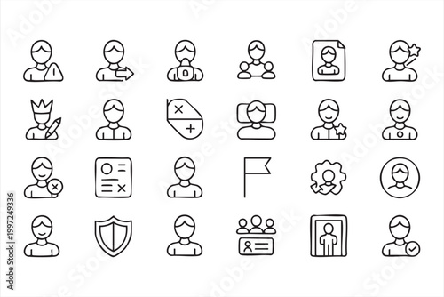 Profile and account control symbols for admin dashboard and user roles