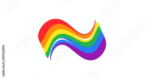 Rainbow colored wave design element symbol.